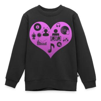 DJ Herz Disc Jockey - Kinder Premium Organic Sweatshirt - Schwarz - Vorne - AI Model Kid Female (0cm)