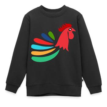 HAHN. HENNE. KÜKEN. TIER. TIERE. NATUR - Kinder Premium Organic Sweatshirt - Schwarz - Vorne - AI Model Kid Female (0cm)