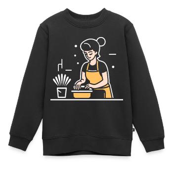 Humour faire le ménage - Sweat Premium enfant bio - noir - Devant - AI Model Kid Female (0cm)