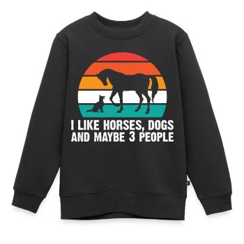 Amoureux des chevaux Équitation équestre - Sweat Premium enfant bio - noir - Devant - AI Model Kid Female (0cm)