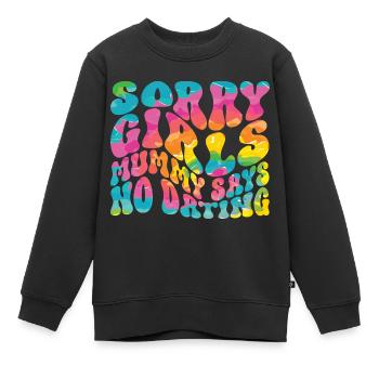 Désolée, la fille maman dit qu’il n’y a pas de rencontres - Sweat Premium enfant bio - noir - Devant - AI Model Kid Female (0cm)