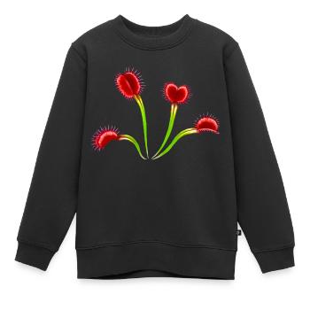 Grande plante Venus Flytrap Dionaea Carnivores - Sweat Premium enfant bio - noir - Devant - AI Model Kid Female (0cm)