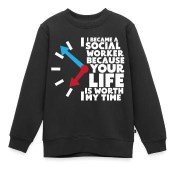 Travailleurs sociaux Travail social Travail social - Sweat Premium enfant bio - noir - Devant - AI Model Kid Female (0cm)