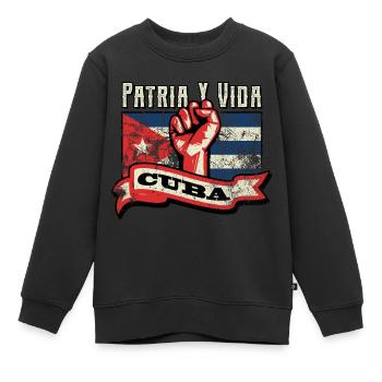 Patria Y Vida - Kuba Flagge Faust Free Kuba SOS - Kinder Premium Organic Sweatshirt - Schwarz - Vorne - AI Model Kid Female (0cm)