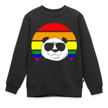 Schwuler Panda - Kinder Premium Organic Sweatshirt - Schwarz - Vorne - AI Model Kid Female (0cm)