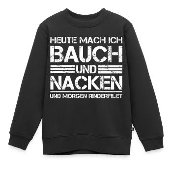 Heute mach ich Bauch und Nacken Grillen - Kinder Premium Organic Sweatshirt - Schwarz - Vorne - AI Model Kid Female (0cm)