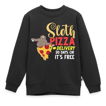 Faultier Pizza Lieferung Pizzeria Italienisch - Kinder Premium Organic Sweatshirt - Schwarz - Vorne - AI Model Kid Female (0cm)
