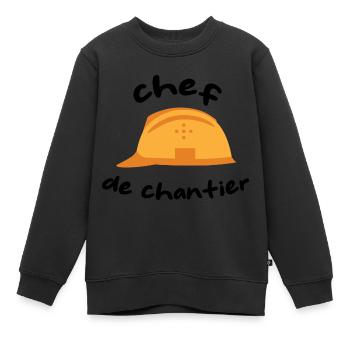 Chef de chantier - Sweat Premium enfant bio - noir - Devant - AI Model Kid Female (0cm)
