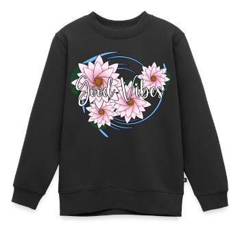 Good Vibes - Lotus Version - Kinder Premium Organic Sweatshirt - Schwarz - Vorne - AI Model Kid Female (0cm)