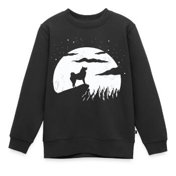 Spitz finlandais et montagne - Sweat Premium enfant bio - noir - Devant - AI Model Kid Female (0cm)