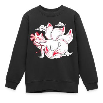 Kitsune - Kinder Premium Organic Sweatshirt - Schwarz - Vorne - AI Model Kid Female (0cm)