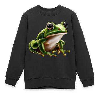 Regenfrosch Wassertropfen Frosch - Kinder Premium Organic Sweatshirt - Schwarz - Vorne - AI Model Kid Female (0cm)