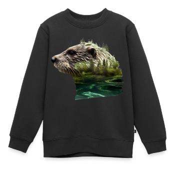 Otter - Kinder Premium Organic Sweatshirt - Schwarz - Vorne - AI Model Kid Female (0cm)