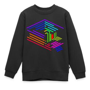 Liniengeometrie eines Objektes in Regenbogenfarben - Kinder Premium Organic Sweatshirt - Schwarz - Vorne - AI Model Kid Female (0cm)