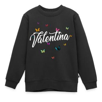 VALENTINA - Mädchen Name & bunten Schmetterlingen - Kinder Premium Organic Sweatshirt - Schwarz - Vorne - AI Model Kid Female (0cm)