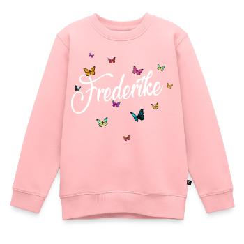 FREDERIKE - Girl's Name & Colorful Butterflies - Kids Premium Organic Sweatshirt - rose - Front - AI Model Kid Female (0cm)