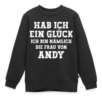 Ich bin die Frau von Andy Hochzeit - Kinder Premium Organic Sweatshirt - Schwarz - Vorne - AI Model Kid Female (0cm)