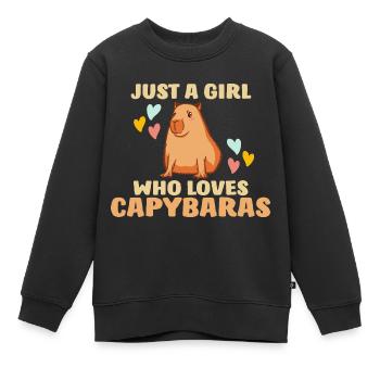 Capybara Wasserschwein Nagetier - Kinder Premium Organic Sweatshirt - Schwarz - Vorne - AI Model Kid Female (0cm)