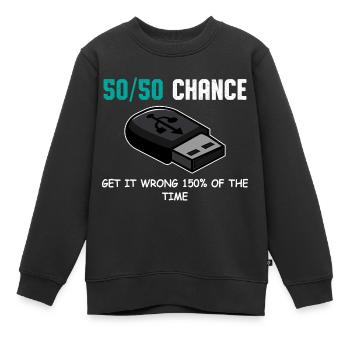 USB 50/50 Humorvoll Person Geschenk - Kinder Premium Organic Sweatshirt - Schwarz - Vorne - AI Model Kid Female (0cm)