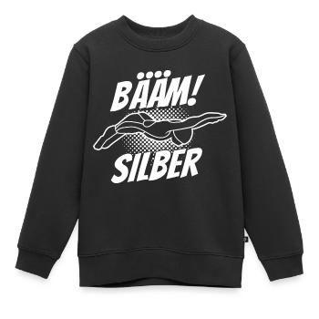 Silber Schwimmer Prüfung Silber Schwimmabzeichen - Kinder Premium Organic Sweatshirt - Schwarz - Vorne - AI Model Kid Female (0cm)