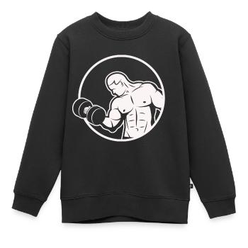 Musculation Haltérophilie Fitness Workout - Sweat Premium enfant bio - noir - Devant - AI Model Kid Female (0cm)
