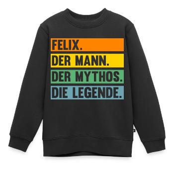 Felix - Kinder Premium Organic Sweatshirt - Schwarz - Vorne - AI Model Kid Female (0cm)