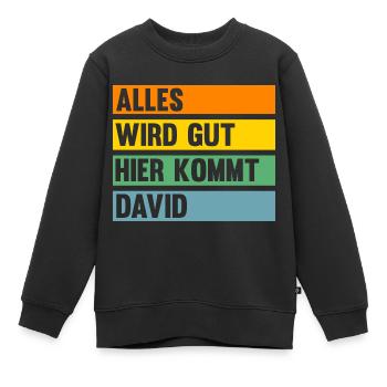 David - Kinder Premium Organic Sweatshirt - Schwarz - Vorne - AI Model Kid Female (0cm)
