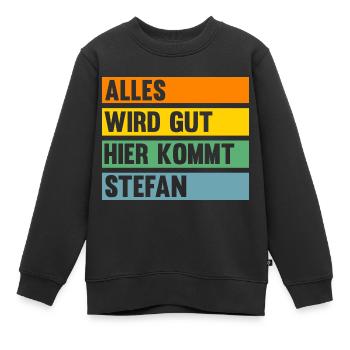 Stefan - Kinder Premium Organic Sweatshirt - Schwarz - Vorne - AI Model Kid Female (0cm)