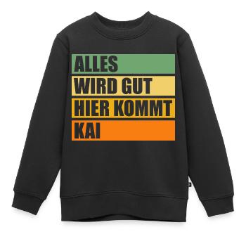Kai - Kinder Premium Organic Sweatshirt - Schwarz - Vorne - AI Model Kid Female (0cm)