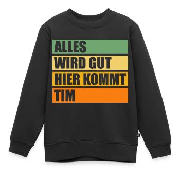 Tim - Kinder Premium Organic Sweatshirt - Schwarz - Vorne - AI Model Kid Female (0cm)
