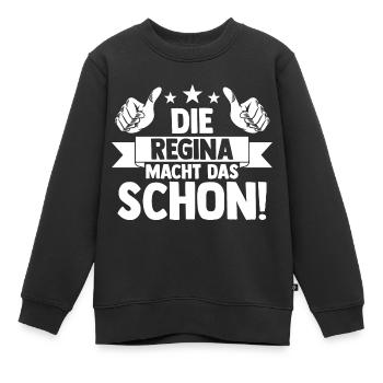 Vorname Regina - Kinder Premium Organic Sweatshirt - Schwarz - Vorne - AI Model Kid Female (0cm)