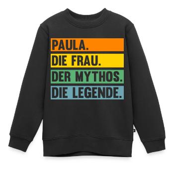 Name Paula - Kinder Premium Organic Sweatshirt - Schwarz - Vorne - AI Model Kid Female (0cm)