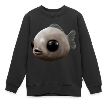 Petit gros poisson - Sweat Premium enfant bio - noir - Devant - AI Model Kid Female (0cm)