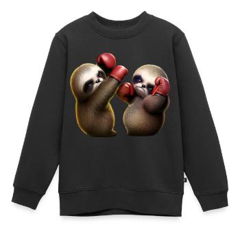 Niedliche Baby- Faultiere im Boxkampf - Kinder Premium Organic Sweatshirt - Schwarz - Vorne - AI Model Kid Female (0cm)