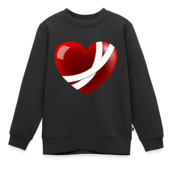 Cœur blessé - Sweat Premium enfant bio - noir - Devant - AI Model Kid Female (0cm)