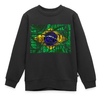 Drapeau brésilien Brasilia Cool Art brésilien - Sweat Premium enfant bio - noir - Devant - AI Model Kid Female (0cm)