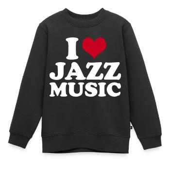 I Love Jazz Music - Kinder Premium Organic Sweatshirt - Schwarz - Vorne - AI Model Kid Female (0cm)