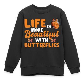 Monarque papillon - Sweat Premium enfant bio - noir - Devant - AI Model Kid Female (0cm)