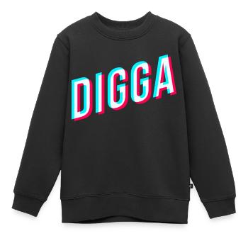 digga schriftzug tik tok style jugendsprache - Kinder Premium Organic Sweatshirt - Schwarz - Vorne - AI Model Kid Female (0cm)