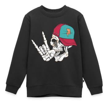Rock Skull - Kinder Premium Organic Sweatshirt - Schwarz - Vorne - AI Model Kid Female (0cm)