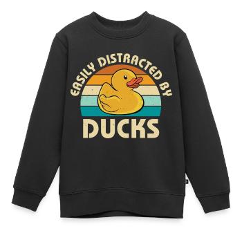 Vintage Duckling Easily Distracted By Rubber Ducks - Kinder Premium Organic Sweatshirt - Schwarz - Vorne - AI Model Kid Female (0cm)