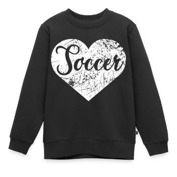 Soccer Herz - Kinder Premium Organic Sweatshirt - Schwarz - Vorne - AI Model Kid Female (0cm)