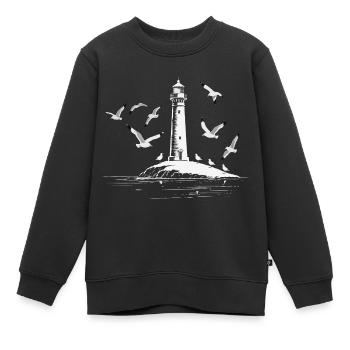 Seagull Lighthouse Harbor Moin Sea LakeSeaLighthouse Seagull H - Sweat Premium enfant bio - noir - Devant - AI Model Kid Female (0cm)