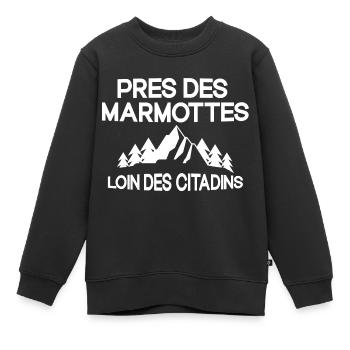 Montagne - Ski - Station de Ski - Sweat Premium enfant bio - noir - Devant - AI Model Kid Female (0cm)