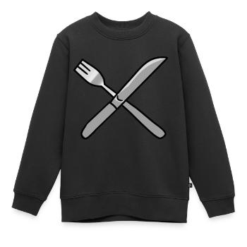 Couverts couteau fourchette cuisine - Sweat Premium enfant bio - noir - Devant - AI Model Kid Female (0cm)