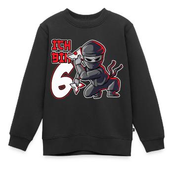 Kinder Ninja Sechster Geburtstag roter Ninja 6 - Kinder Premium Organic Sweatshirt - Schwarz - Vorne - AI Model Kid Female (0cm)