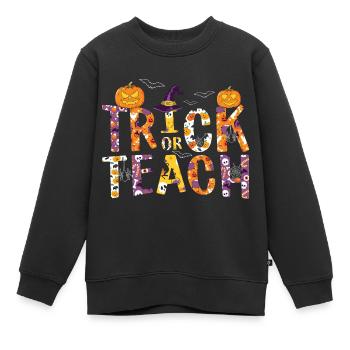 Astuce ou enseigner Halloween - Sweat Premium enfant bio - noir - Devant - AI Model Kid Female (0cm)