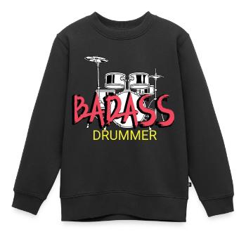Badass Schlagzeuger Punk Gift - Kinder Premium Organic Sweatshirt - Schwarz - Vorne - AI Model Kid Female (0cm)