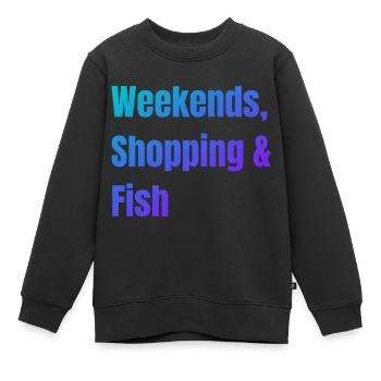 Einkaufen am Wochenende und Fisch - Kinder Premium Organic Sweatshirt - Schwarz - Vorne - AI Model Kid Female (0cm)