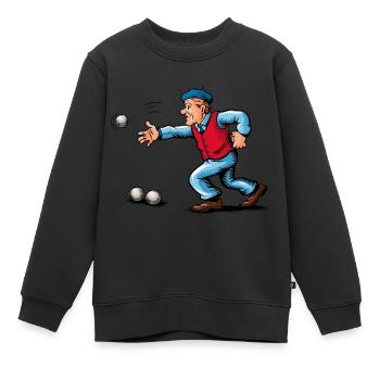 Franzose spielt Petanque für einen Petanque - Kinder Premium Organic Sweatshirt - Schwarz - Vorne - AI Model Kid Female (0cm)